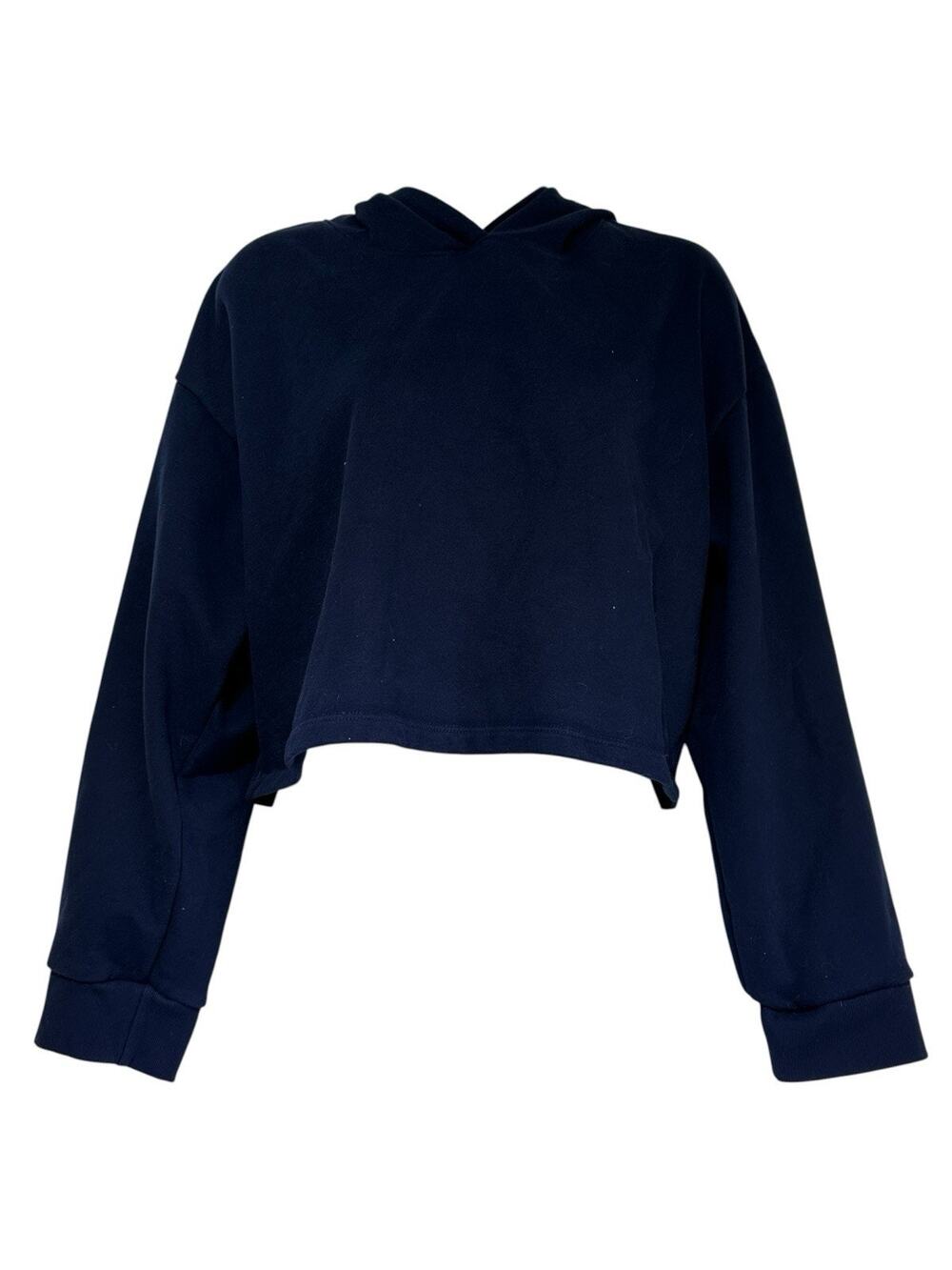 Beyond Yoga Women’s Size S Navy Blue Cropped Pullover Hoodie Sweatshirt